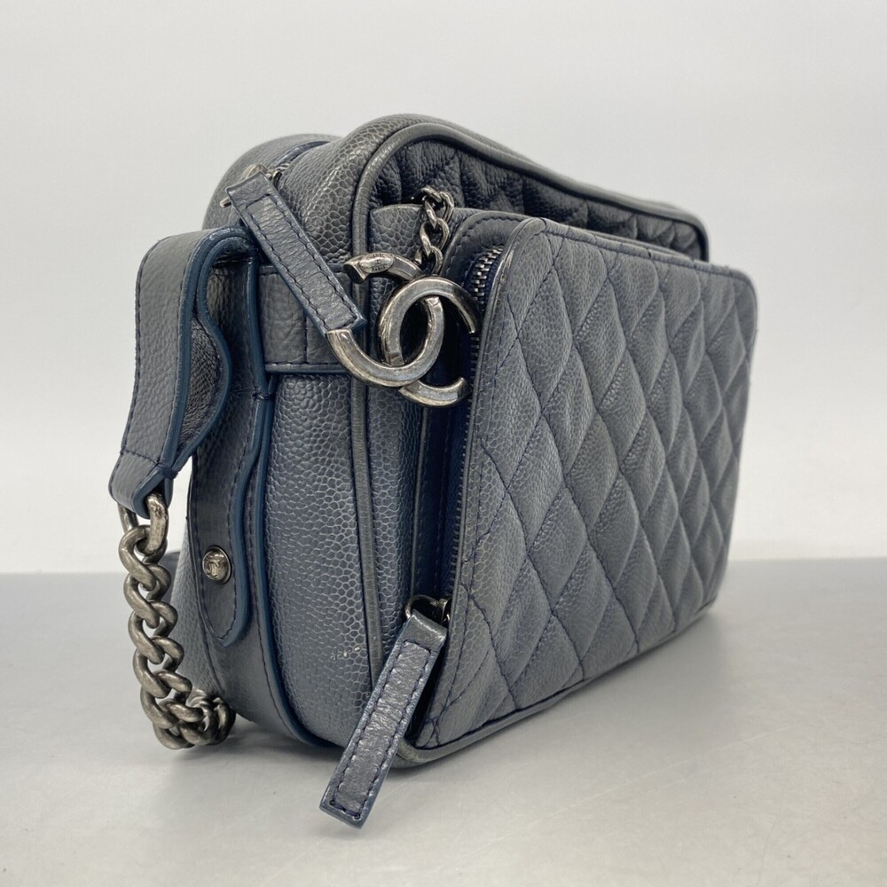 CHANEL Blue Caviar Leather Shoulder Bag - Picture 2 of 14